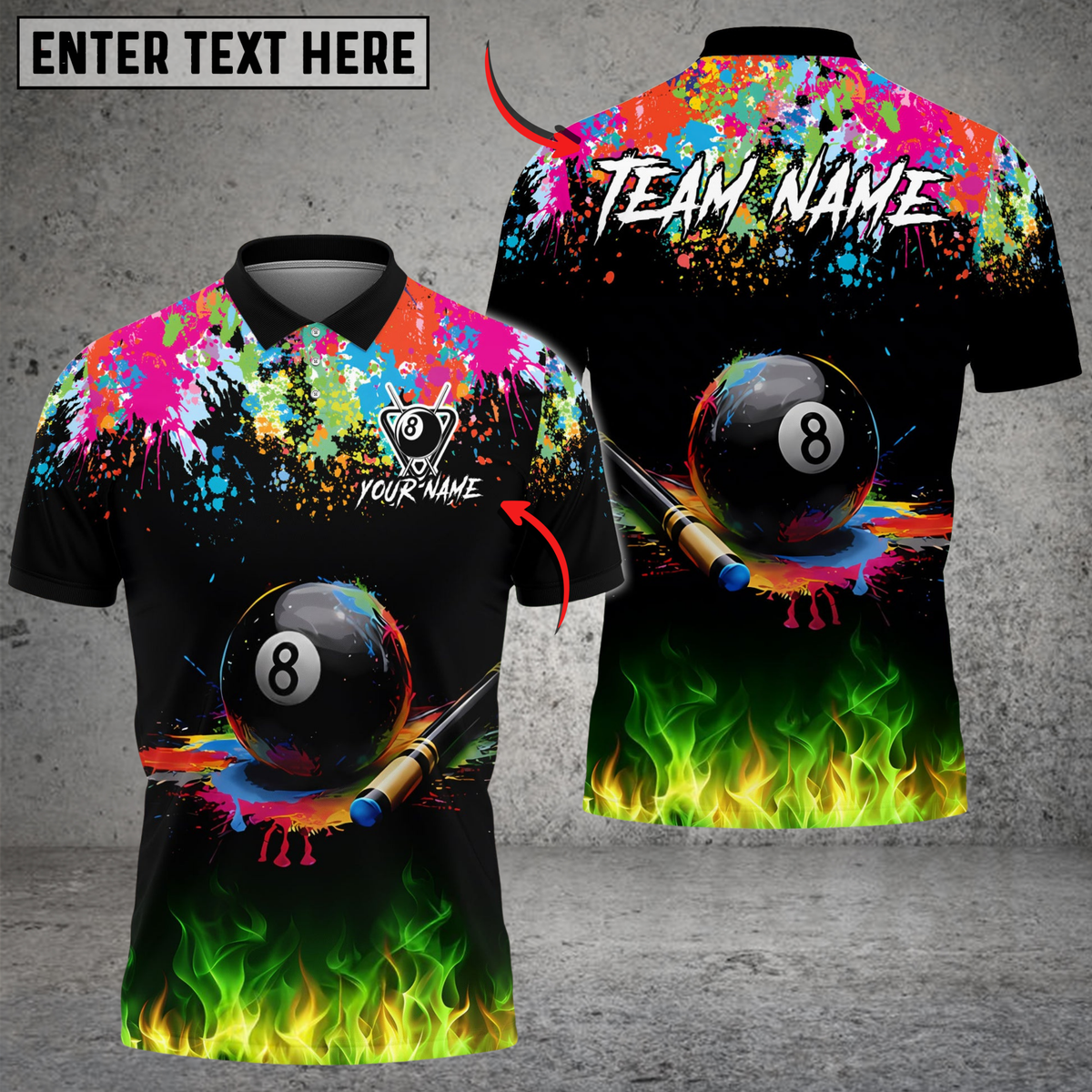 Blisscorners Billiards 8 Ball Cue Paint Splash Personalized Shirt