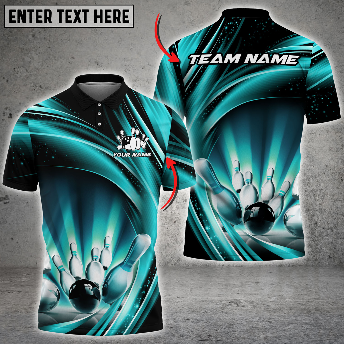 Blisscorners Electric Bowling Strike Multicolor Customized Name, Team Name 3D Shirts