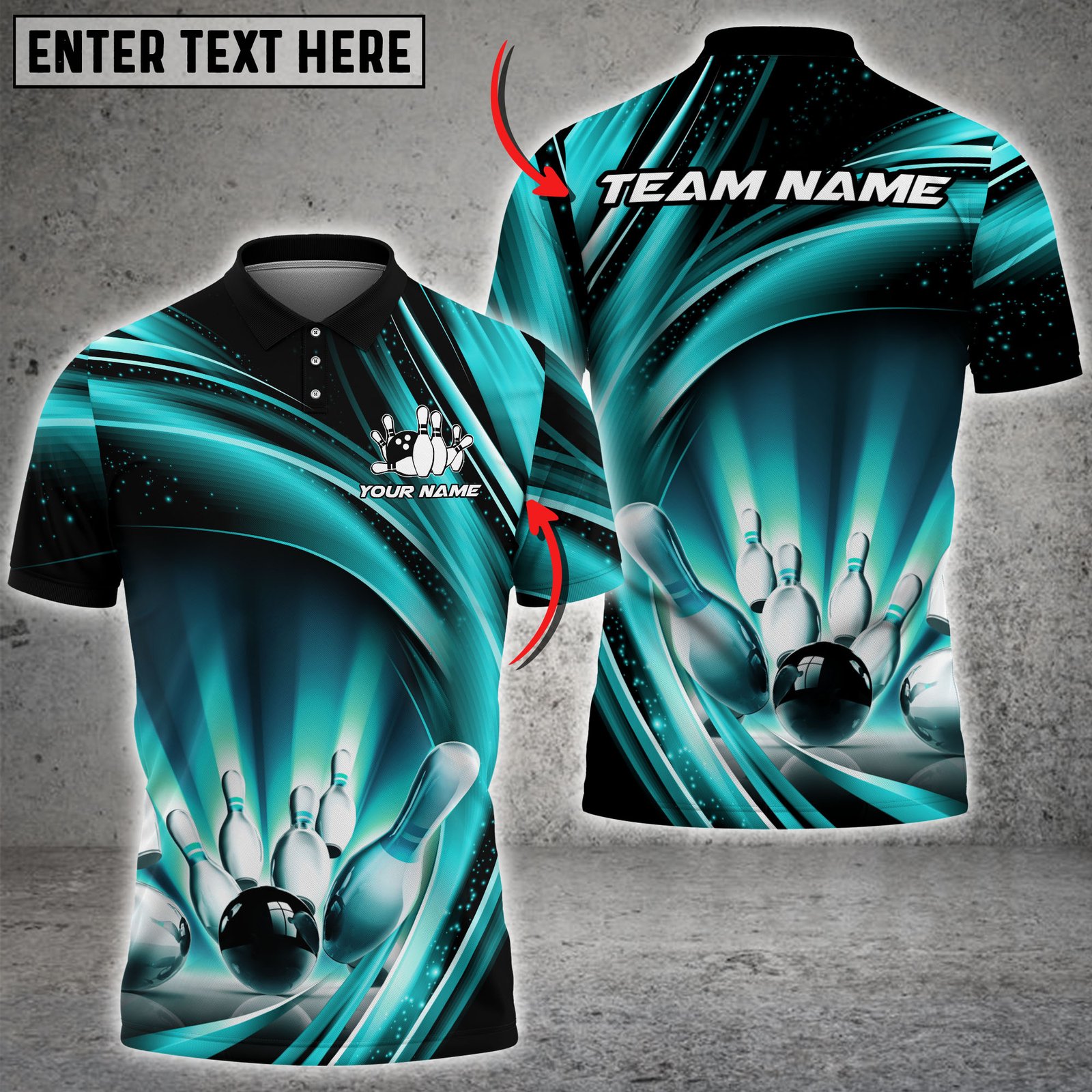 Blisscorners Electric Bowling Strike Multicolor Customized Name, Team Name 3D Shirts