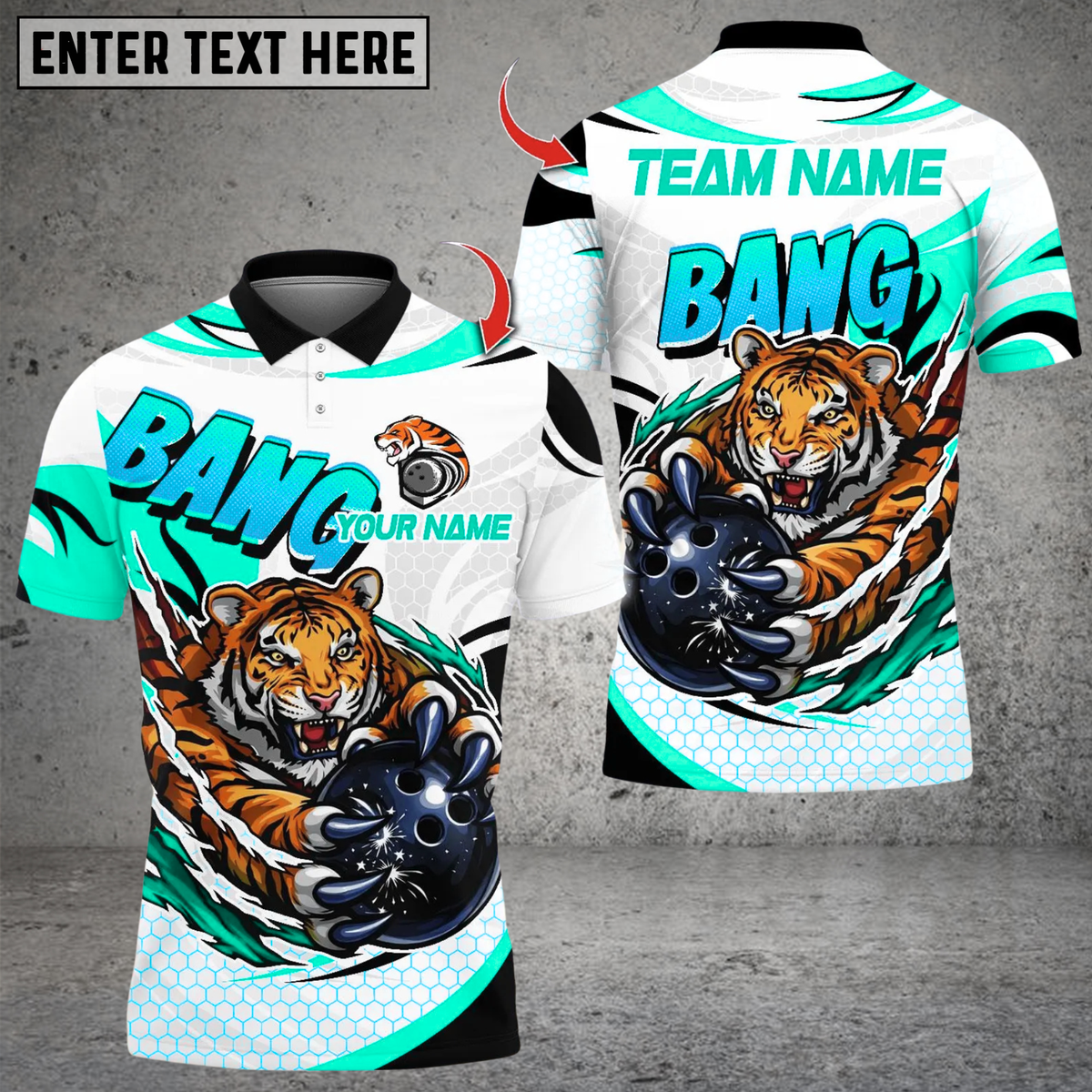 Blisscorners Bowling Cool Blooded Ferocious Tiger Multicolor Customized Name, Team Name 3D Shirts