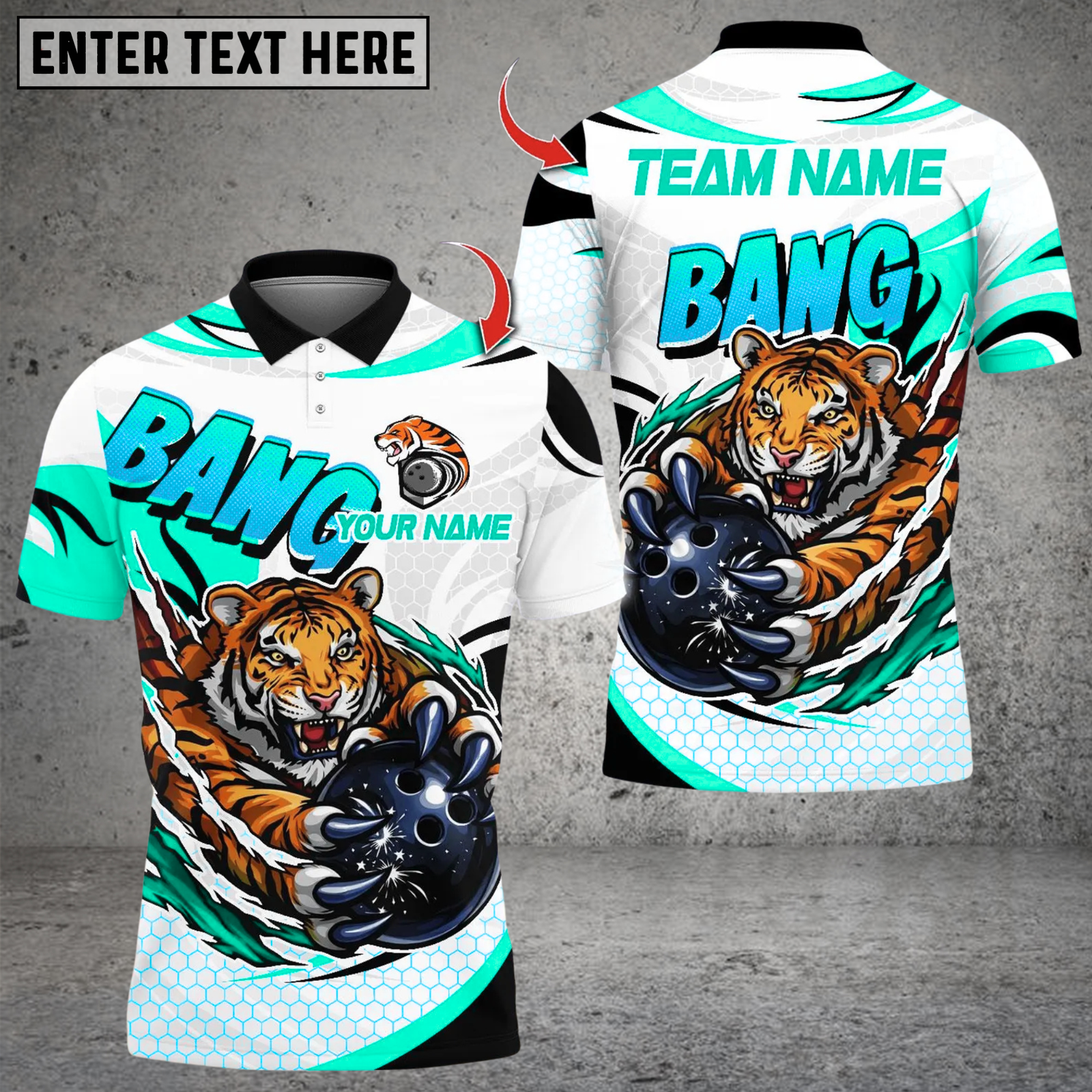 Blisscorners Bowling Cool Blooded Ferocious Tiger Multicolor Customized Name, Team Name 3D Shirts