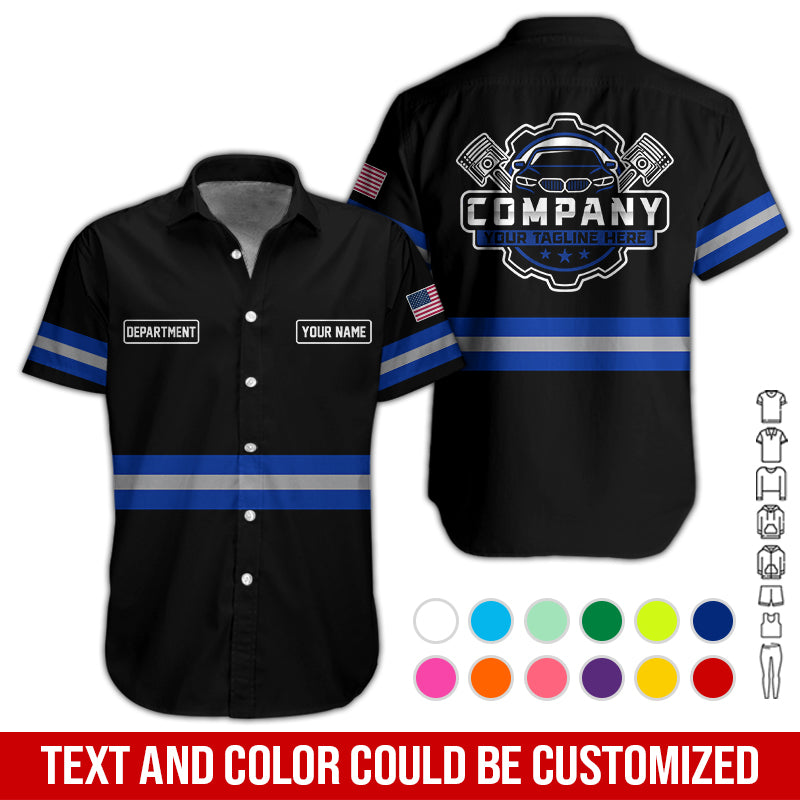Blisscorners Custom Mechanic Shirt, Gift for Car Lovers, Husband, or Boyfriend, Unisex Fit for Men and Women, Classic Navy Shirt