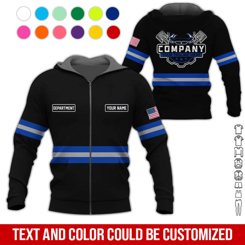 Blisscorners Custom Mechanic Shirt, Gift for Car Lovers, Husband, or Boyfriend, Unisex Fit for Men and Women, Classic Navy Shirt