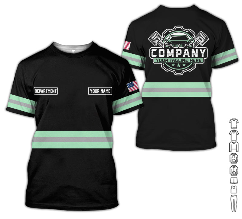 Blisscorners Custom Mechanic Shirt, Gift for Car Lovers, Husband, or Boyfriend, Unisex Fit for Men and Women, Classic Seafoam Shirt