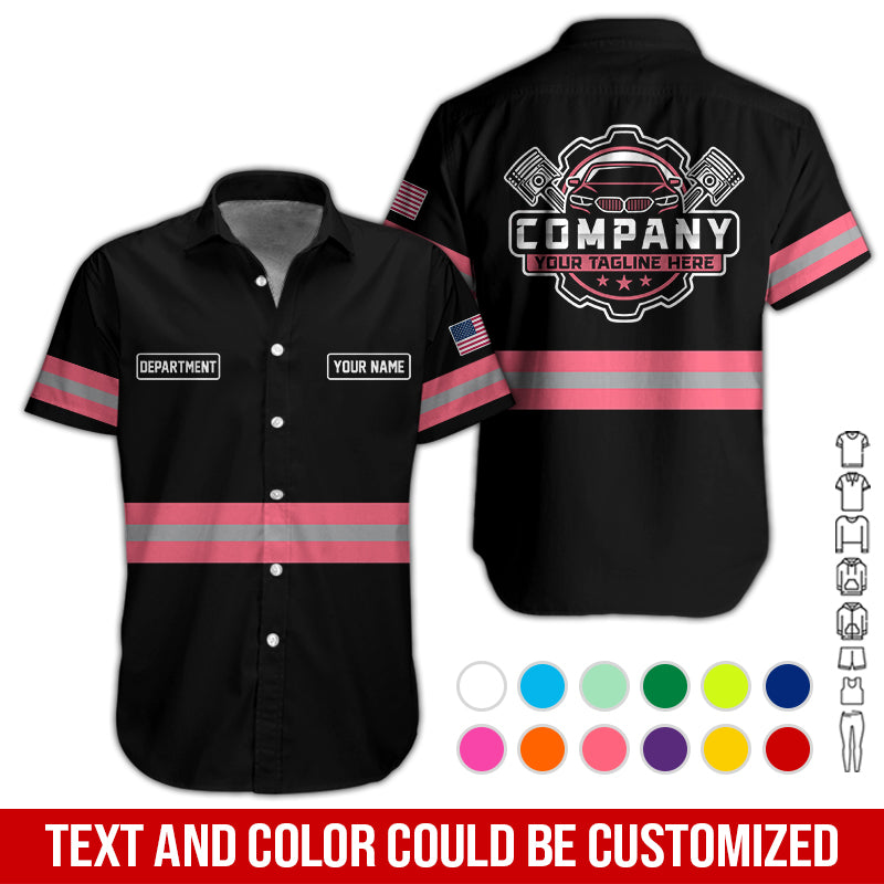 Blisscorners Custom Mechanic Shirt, Gift for Car Lovers, Husband, or Boyfriend, Unisex Fit for Men and Women, Classic Neon Pink Shirt