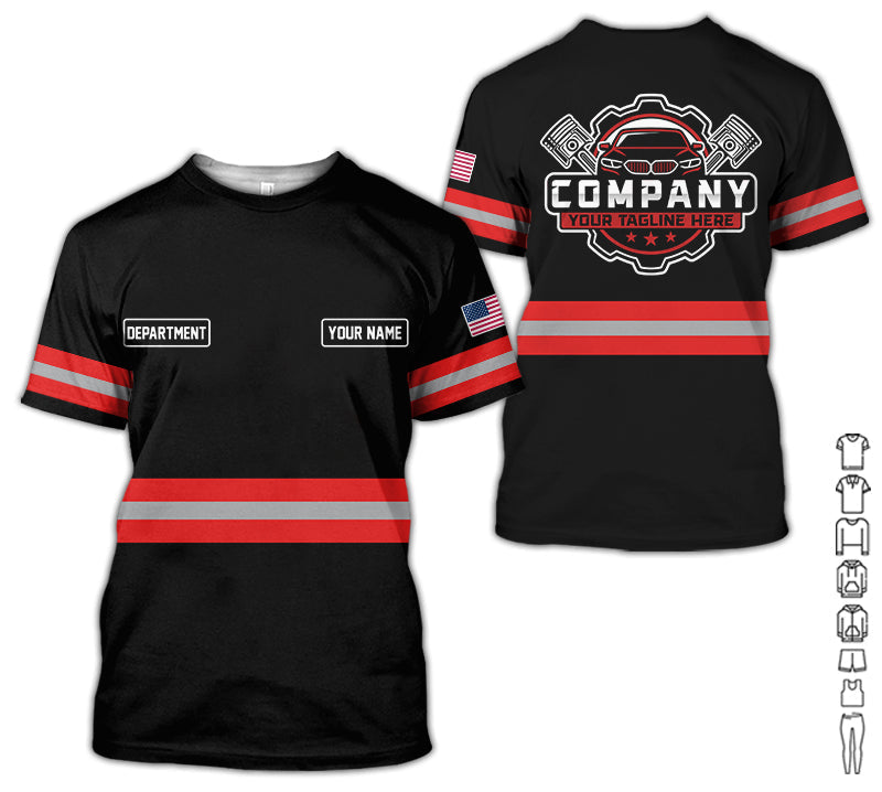 Blisscorners Custom Mechanic Shirt, Gift for Car Lovers, Husband, or Boyfriend, Unisex Fit for Men and Women, Classic Red Shirt