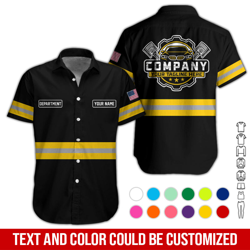 Blisscorners Custom Mechanic Shirt, Gift for Car Lovers, Husband, or Boyfriend, Unisex Fit for Men and Women, Classic Yellow  Shirt