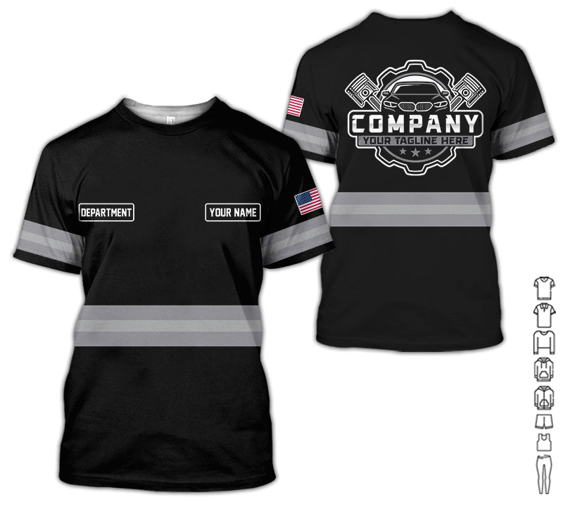 Blisscorners Custom Mechanic Shirt, Gift for Car Lovers, Husband, or Boyfriend, Unisex Fit for Men and Women, Classic Grey Shirt