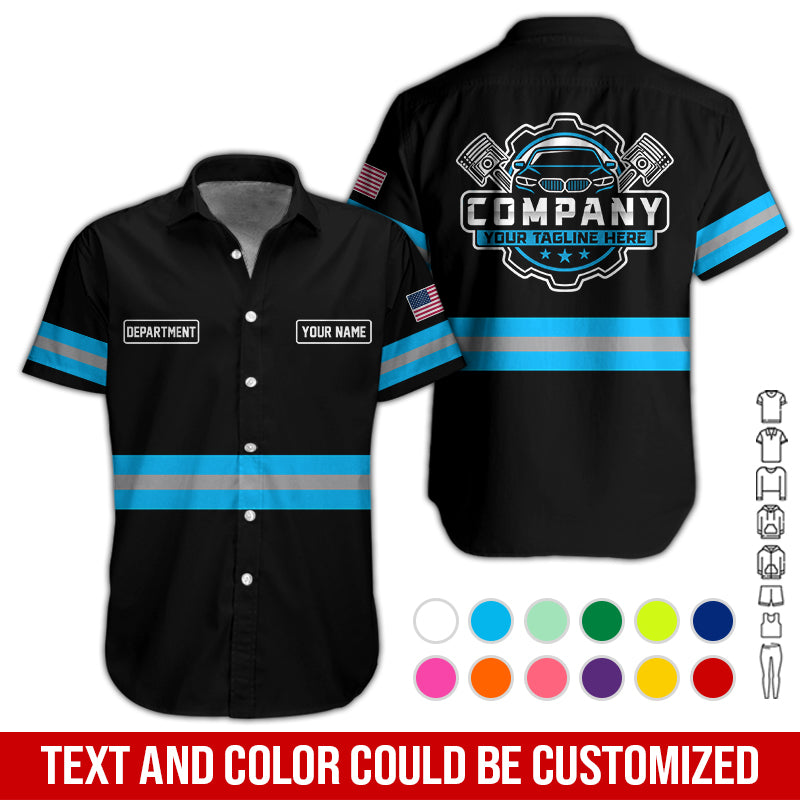 Blisscorners Custom Mechanic Shirt, Gift for Car Lovers, Husband, or Boyfriend, Unisex Fit for Men and Women, Classic Blue Shirt