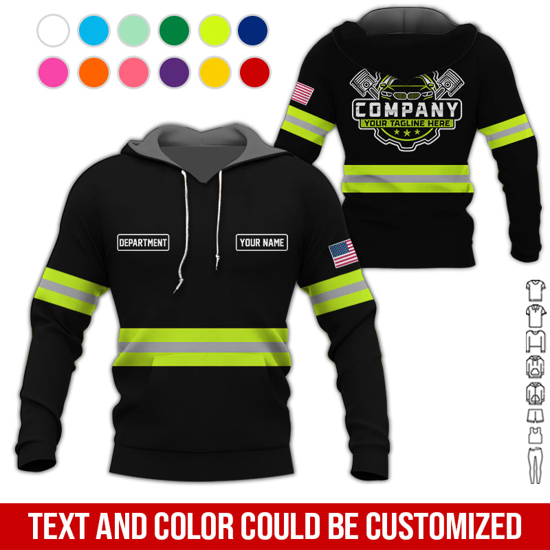 Blisscorners Custom Mechanic Shirt, Gift for Car Lovers, Husband, or Boyfriend, Unisex Fit for Men and Women, Classic Yellow Green Shirt