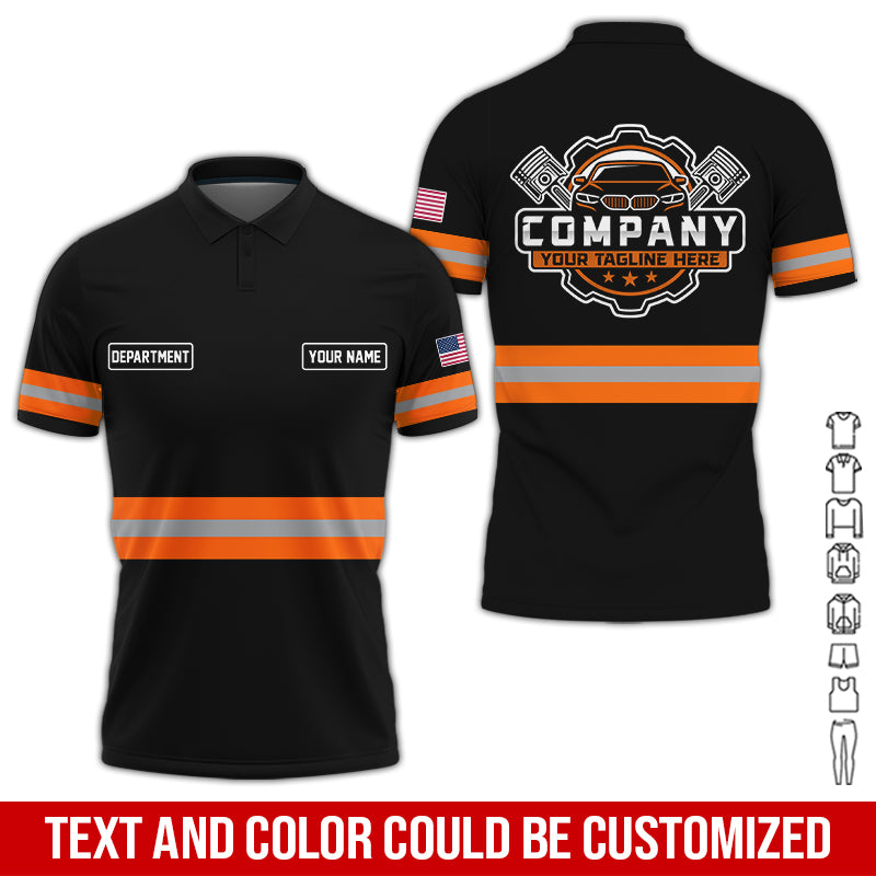 Blisscorners Custom Mechanic Shirt, Gift for Car Lovers, Husband, or Boyfriend, Unisex Fit for Men and Women, Classic Orange Shirt