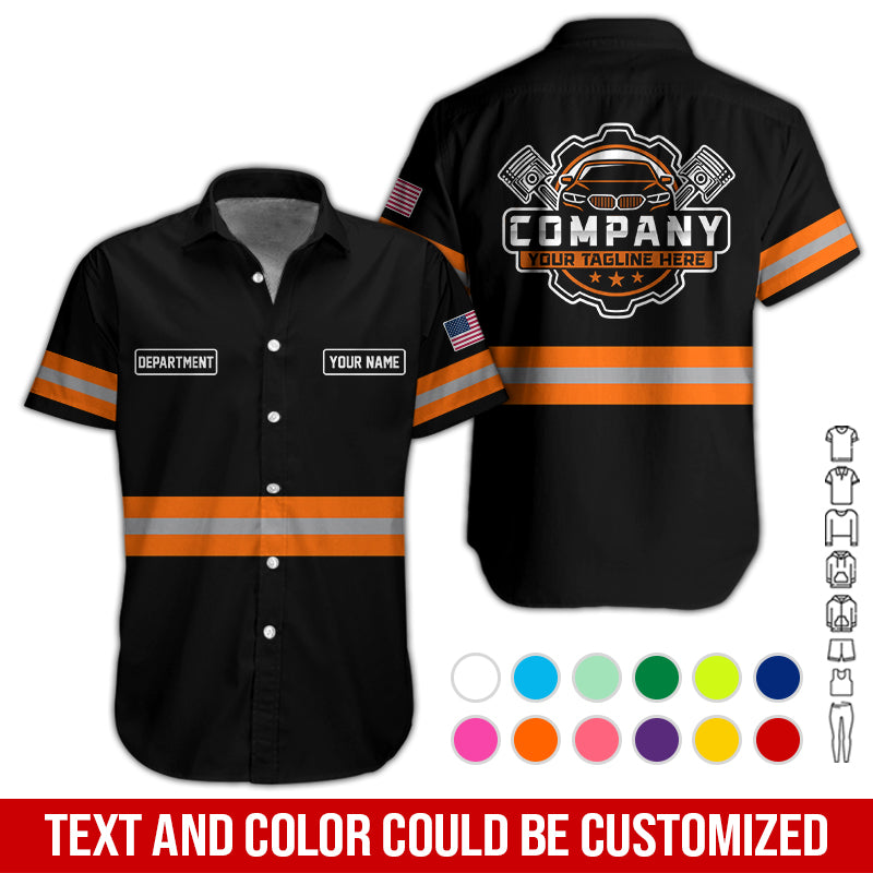 Blisscorners Custom Mechanic Shirt, Gift for Car Lovers, Husband, or Boyfriend, Unisex Fit for Men and Women, Classic Orange Shirt