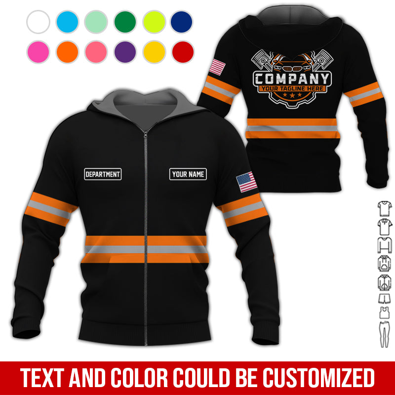 Blisscorners Custom Mechanic Shirt, Gift for Car Lovers, Husband, or Boyfriend, Unisex Fit for Men and Women, Classic Orange Shirt