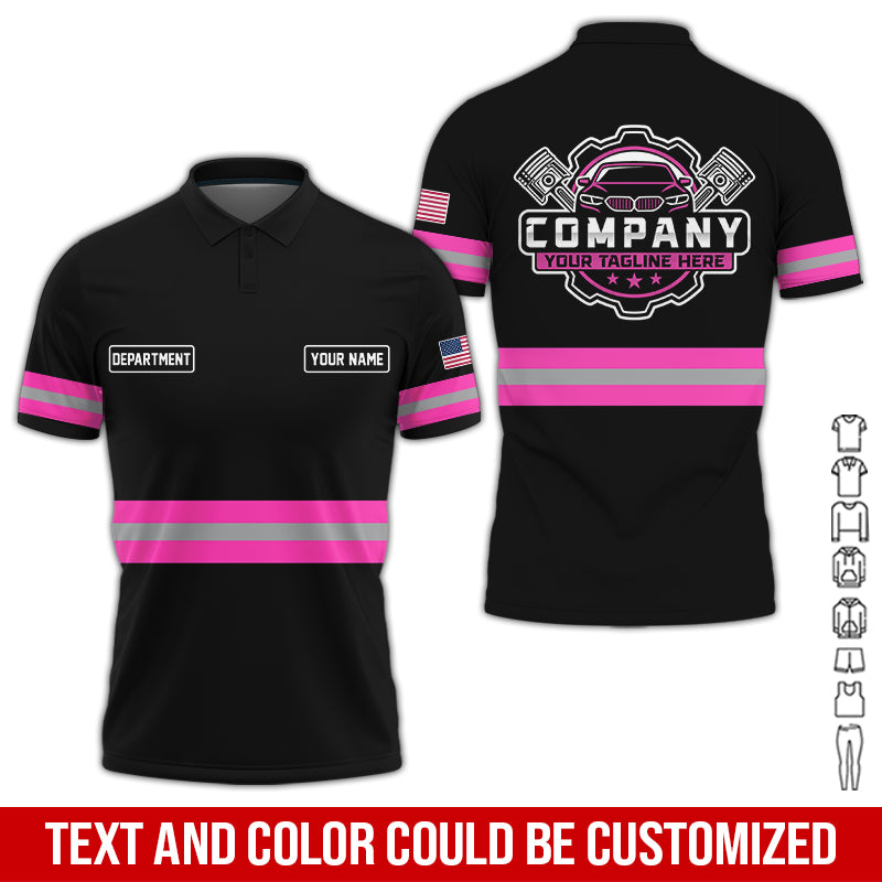 Blisscorners Custom Mechanic Shirt, Gift for Car Lovers, Husband, or Boyfriend, Unisex Fit for Men and Women, Classic Pink Shirt