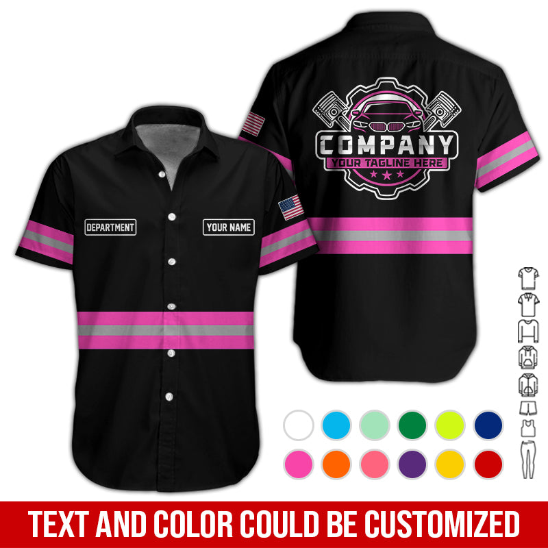 Blisscorners Custom Mechanic Shirt, Gift for Car Lovers, Husband, or Boyfriend, Unisex Fit for Men and Women, Classic Pink Shirt