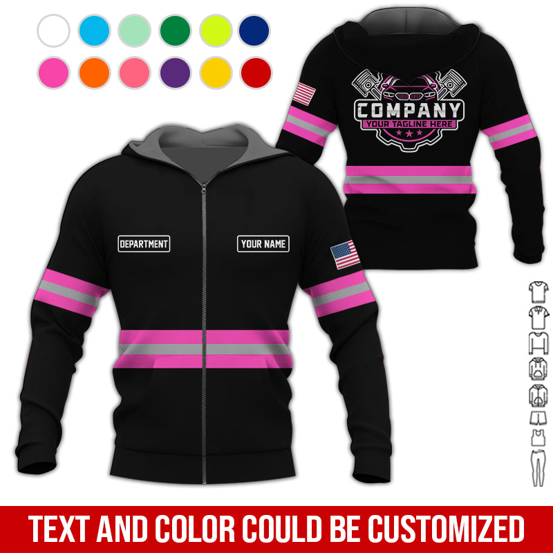 Blisscorners Custom Mechanic Shirt, Gift for Car Lovers, Husband, or Boyfriend, Unisex Fit for Men and Women, Classic Pink Shirt