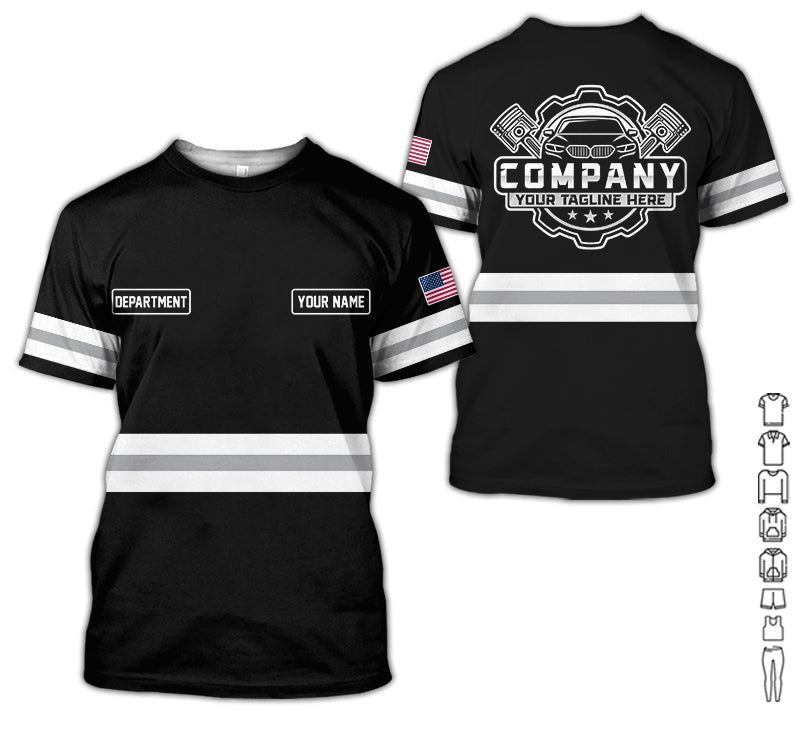 Blisscorners Custom Mechanic Shirt, Gift for Car Lovers, Husband, or Boyfriend, Unisex Fit for Men and Women,Classic White Shirt