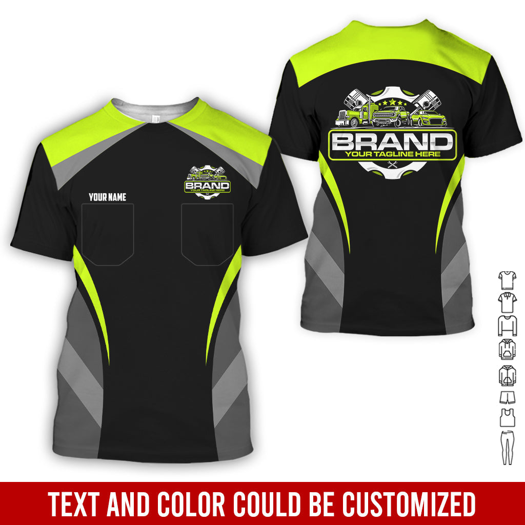 Blisscorners Best Custom Mechanic Shirt for Men, Perfect Gift for Car Guys, Diesel Techs, and Shop Crews, Unisex Yellow Green Mechanic Shirt