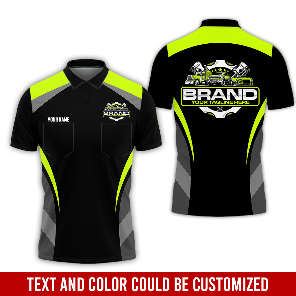 Blisscorners Best Custom Mechanic Shirt for Men, Perfect Gift for Car Guys, Diesel Techs, and Shop Crews, Unisex Yellow Green Mechanic Shirt