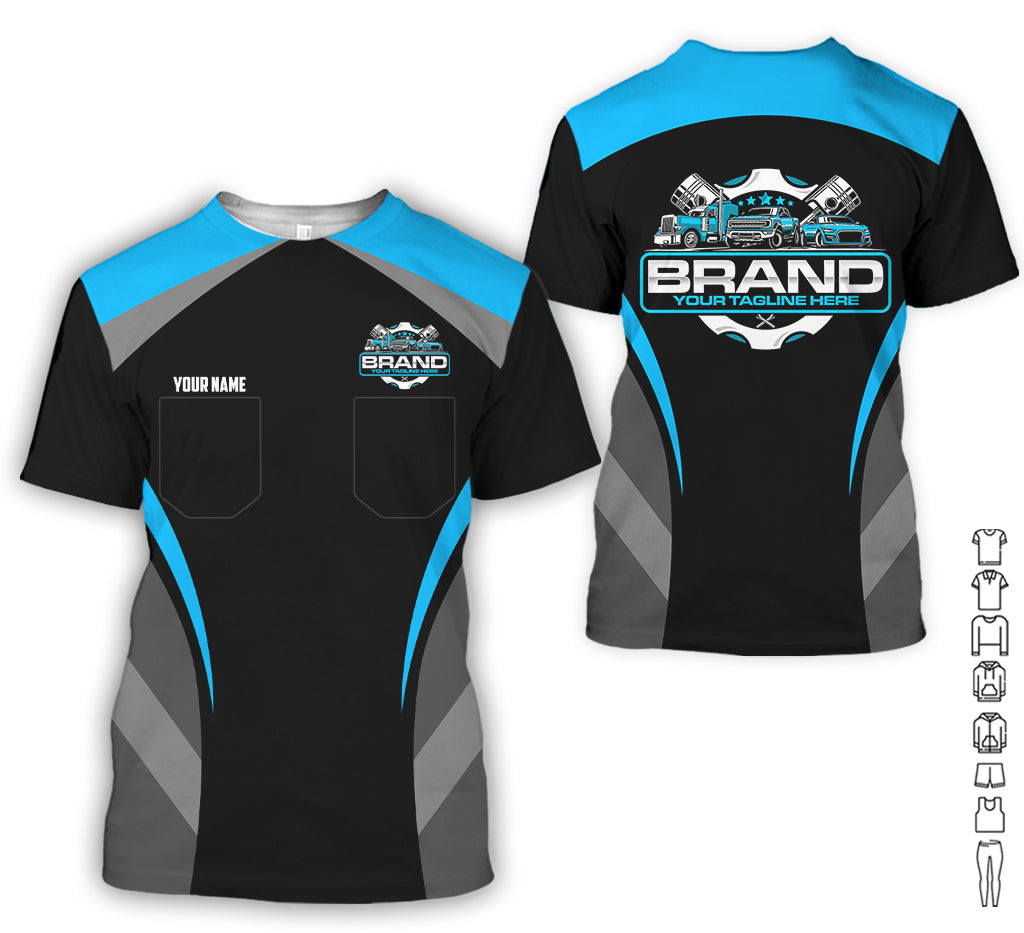 Blisscorners Best Custom Mechanic Shirt for Men, Printed Pocket Shirt, Perfect Gift for Car Guys, Diesel Techs, and Shop Crews, Unisex Blue Mechanic Shirt