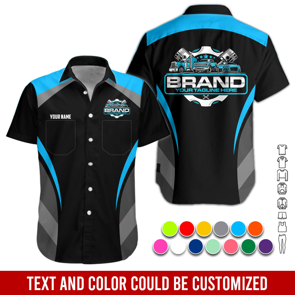 Blisscorners Best Custom Mechanic Shirt for Men, Printed Pocket Shirt, Perfect Gift for Car Guys, Diesel Techs, and Shop Crews, Unisex Blue Mechanic Shirt