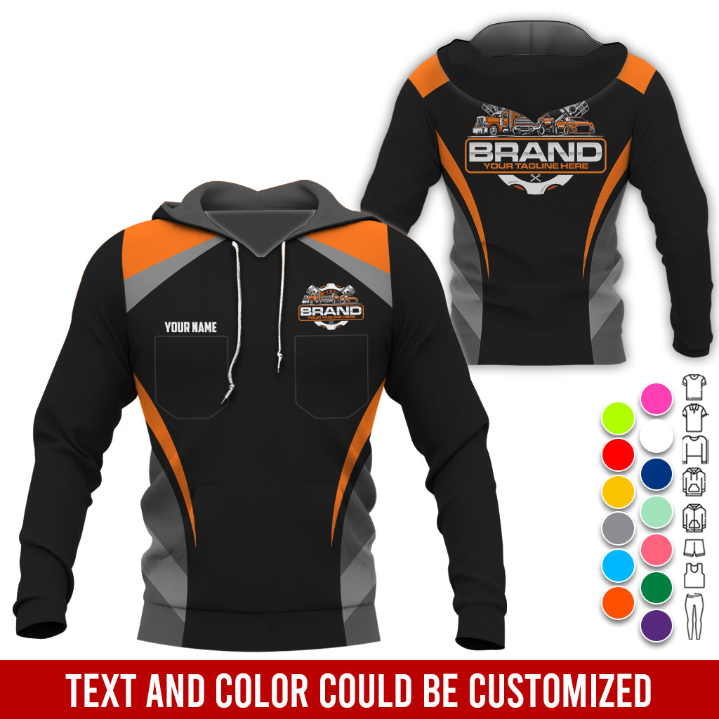 Blisscorners Best Custom Mechanic Shirt for Men, Printed Pocket Shirt, Perfect Gift for Car Guys, Diesel Techs, and Shop Crews, Unisex Orange Mechanic Shirt