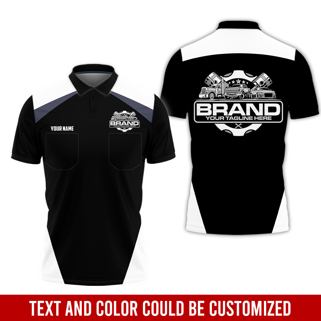 Blisscorners Personalized Mechanic Uniform for Men, 3D Printed Pocket Shirt for Auto Technicians, White, Great Gift for Car Guys