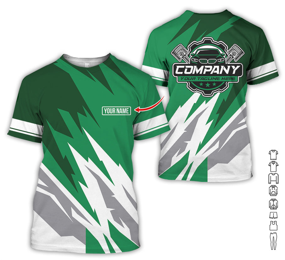 Blisscorners Custom Printed Mechanic Shirt, Great Gift for Husband, Green Color, Comfortable Daily Fit, Size S to 5XL