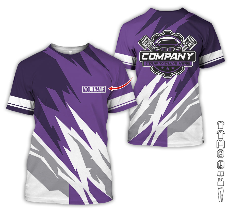 Blisscorners Custom Printed Mechanic Shirt, Great Gift for Husband, Purple Color, Comfortable Daily Fit, Size S to 5XL