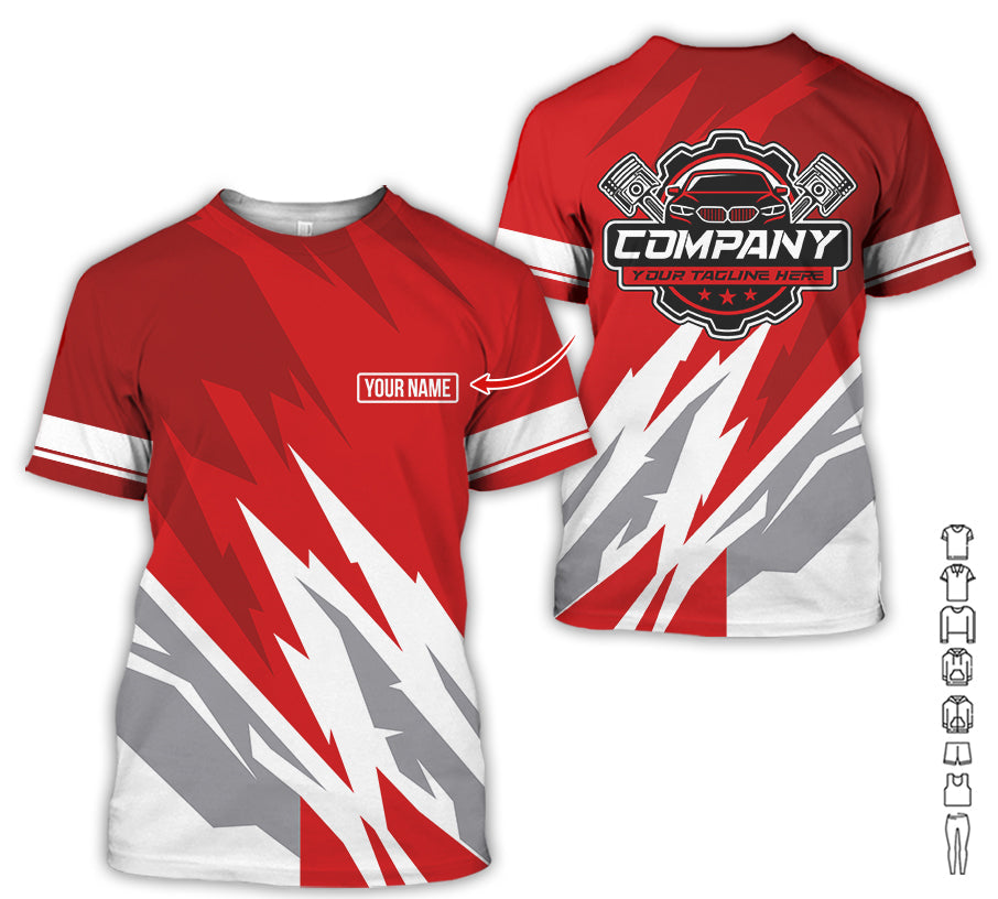 Blisscorners Custom Printed Mechanic Shirt, Great Gift for Husband, Red Color, Comfortable Daily Fit, Size S to 5XL