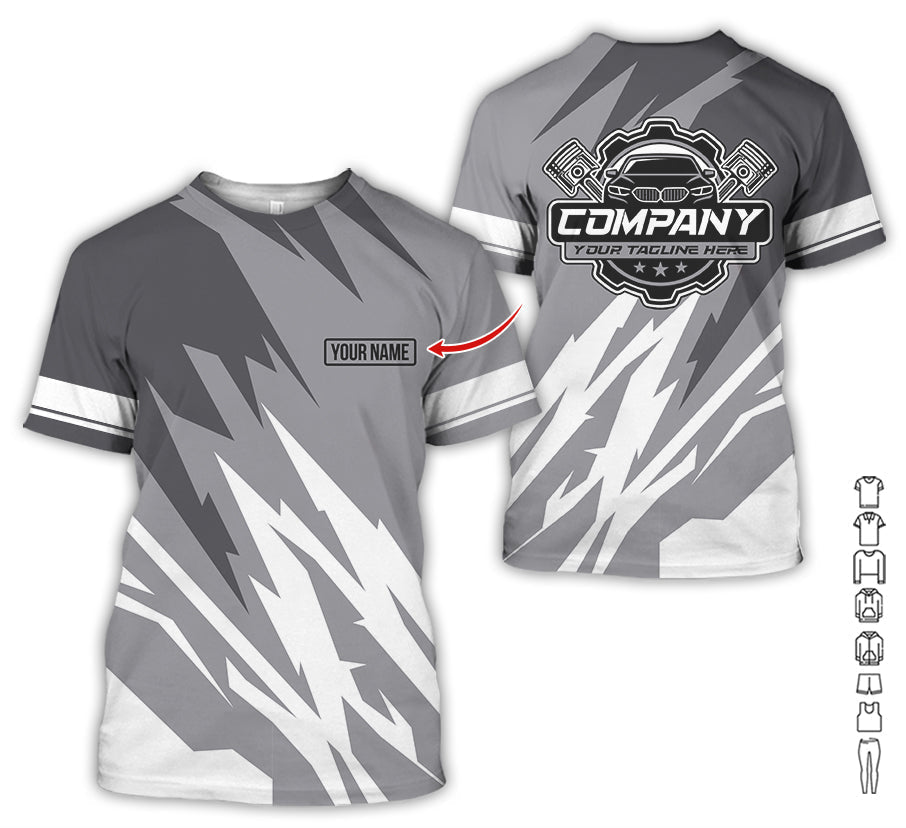 Blisscorners Custom Printed Mechanic Shirt, Great Gift for Husband, Grey Color, Comfortable Daily Fit, Size S to 5XL