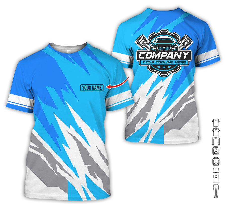 Blisscorners Custom Printed Mechanic Shirt, Great Gift for Husband, Blue Color, Comfortable Daily Fit, Size S to 5XL