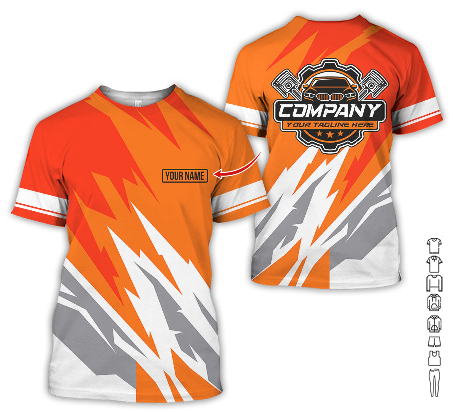 Blisscorners Custom Printed Mechanic Shirt, Great Gift for Husband, Orange Color, Comfortable Daily Fit, Size S to 5XL