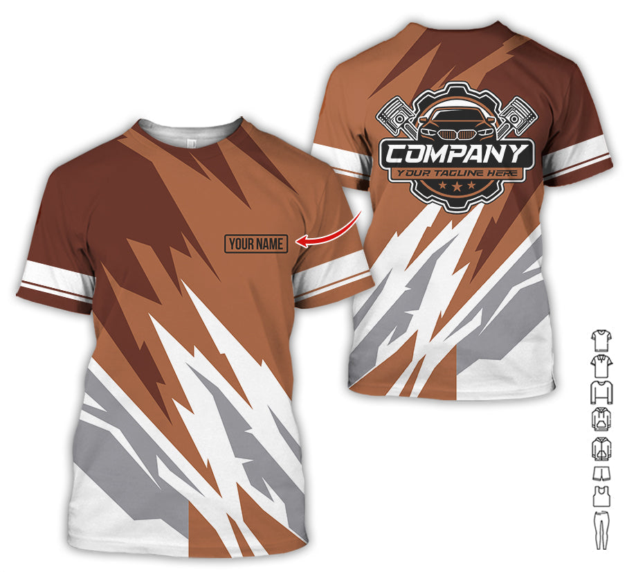 Blisscorners Custom Printed Mechanic Shirt, Great Gift for Husband, Brown Color, Comfortable Daily Fit, Size S to 5XL