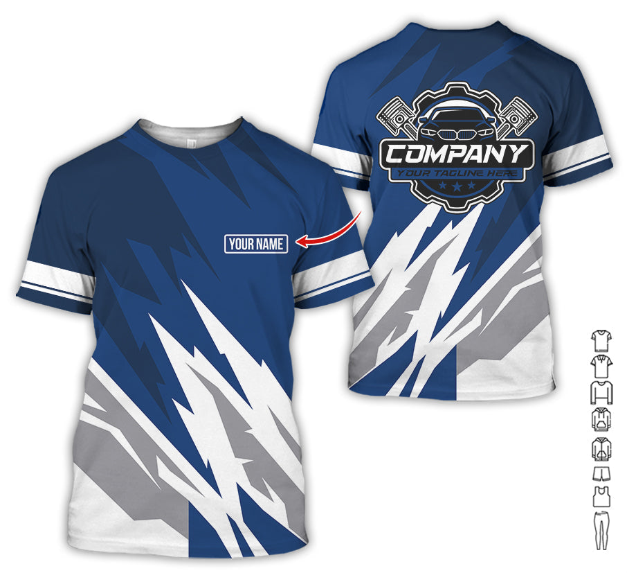 Blisscorners Custom Printed Mechanic Shirt, Great Gift for Husband, Navy Color, Comfortable Daily Fit, Size S to 5XL