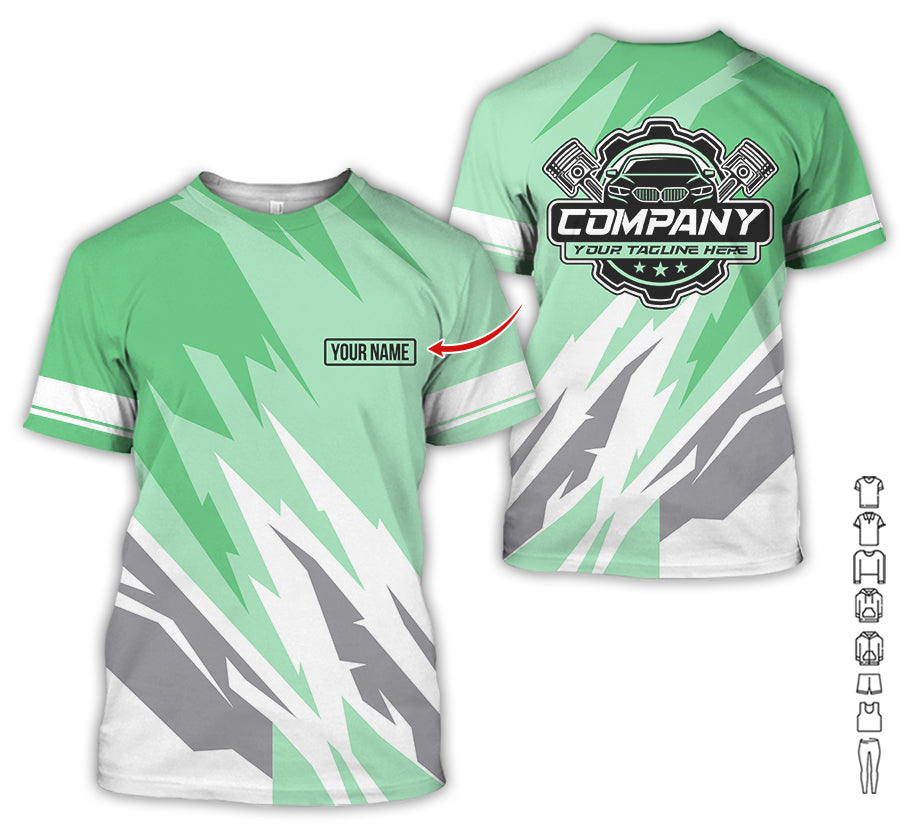 Blisscorners Custom Printed Mechanic Shirt, Great Gift for Husband, Seafoam Color, Comfortable Daily Fit, Size S to 5XL