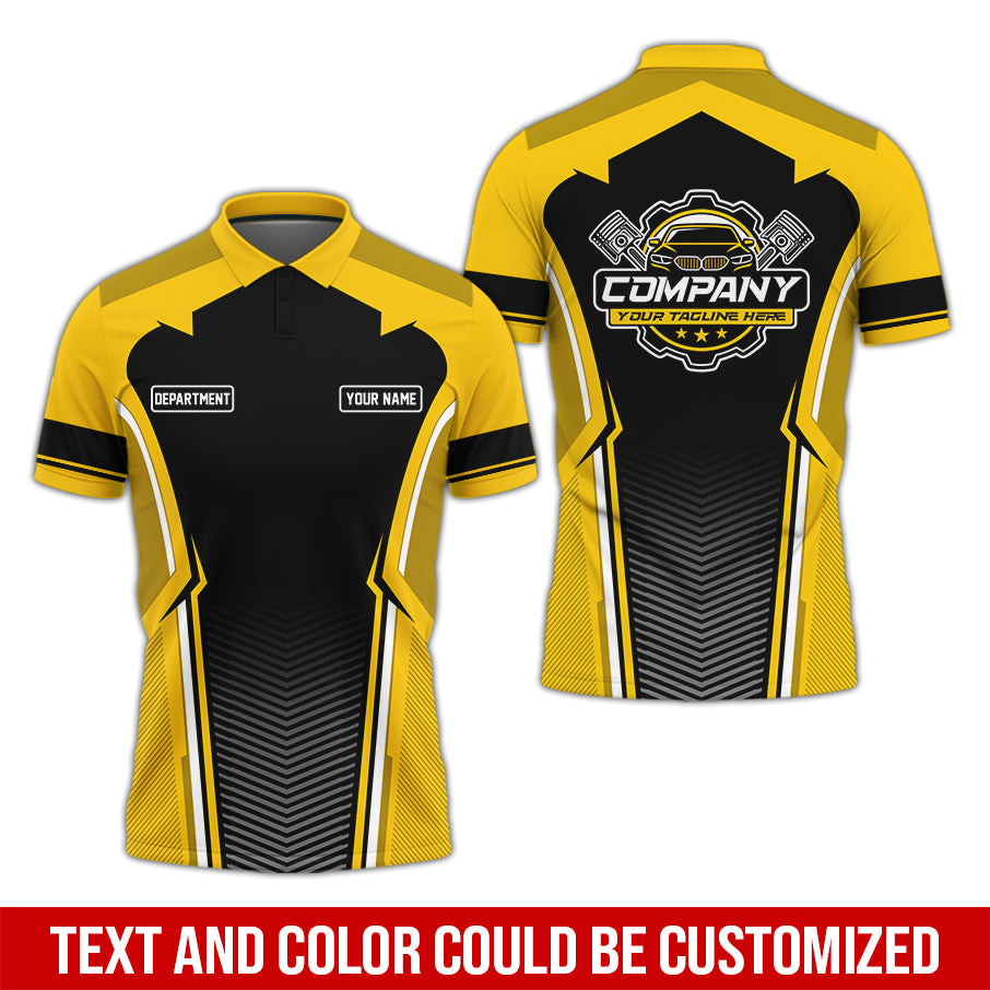 Blisscorners Personalized Mechanic Uniform, Yellow Shirt for Technicians, Comfortable Workwear for Men, Great Gift for Father’s Day, Birthday, or Husband