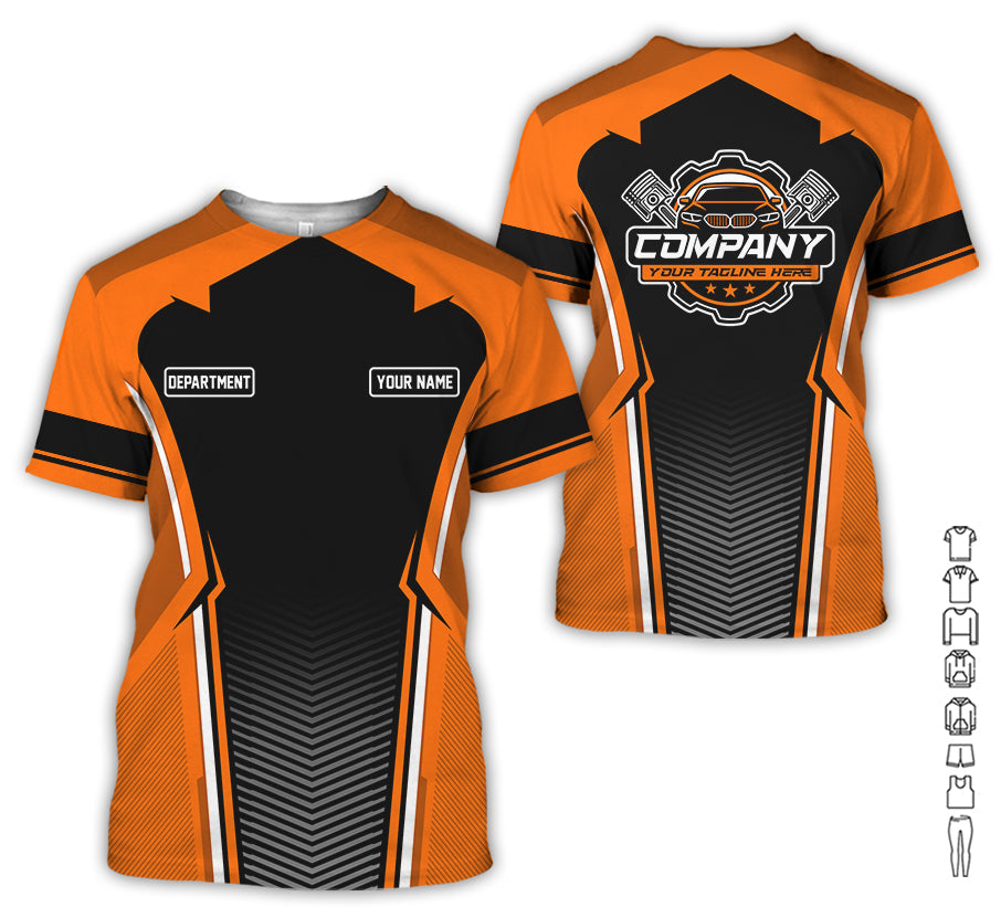 Blisscorners Personalized Mechanic Uniform, Orange Shirt for Technicians, Comfortable Workwear for Men, Great Gift for Father’s Day, Birthday, or Husband