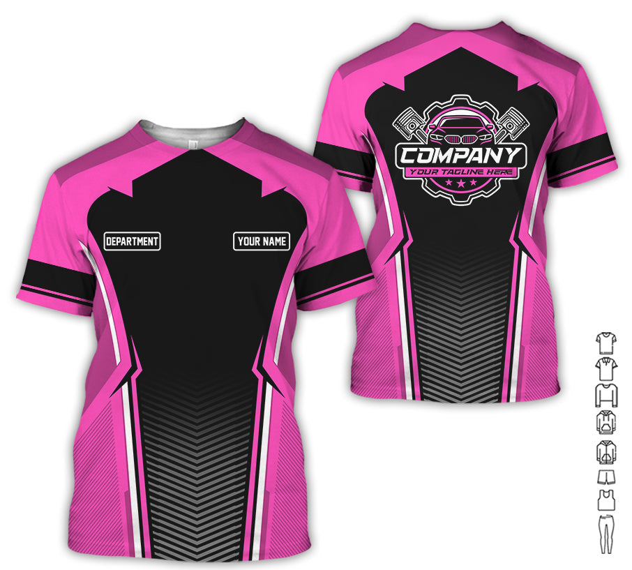 Blisscorners Personalized Mechanic Uniform, Pink Shirt for Technicians, Comfortable Workwear for Men, Great Gift for Father’s Day, Birthday, or Husband