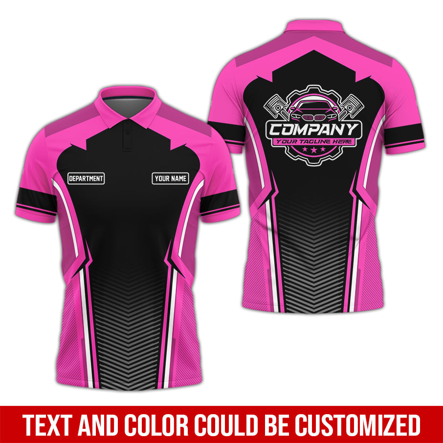 Blisscorners Personalized Mechanic Uniform, Pink Shirt for Technicians, Comfortable Workwear for Men, Great Gift for Father’s Day, Birthday, or Husband