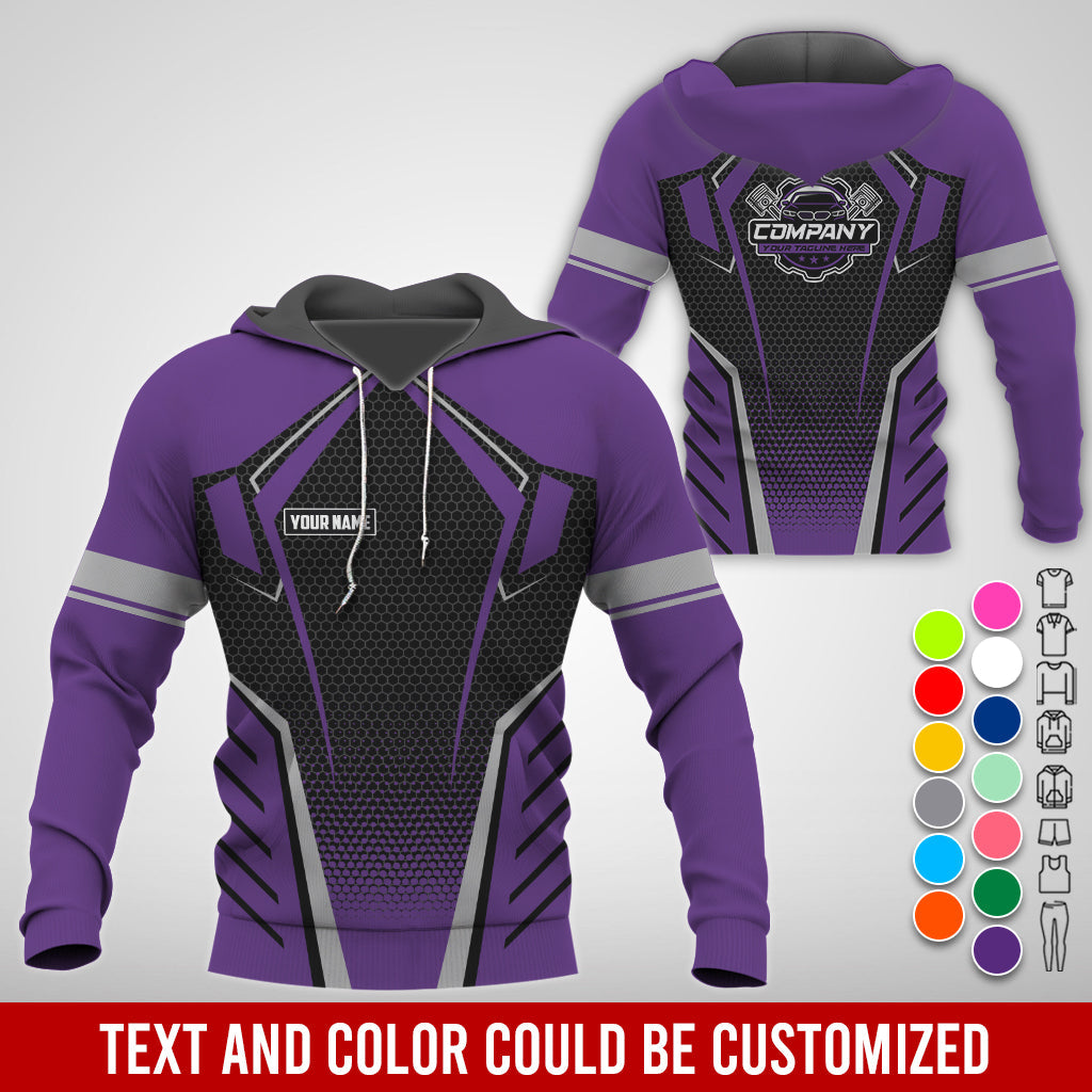Blisscorners Custom Mechanic Work Shirt with Name, Gift for Technicians and Car Guys, Mechanic Shirt In Purple, Sizes S to 5XL