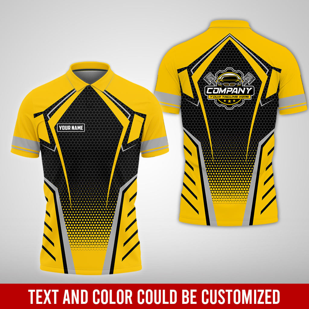 Blisscorners Custom Mechanic Work Shirt with Name, Gift for Technicians and Car Guys, Mechanic Shirt In Yellow, Sizes S to 5XL