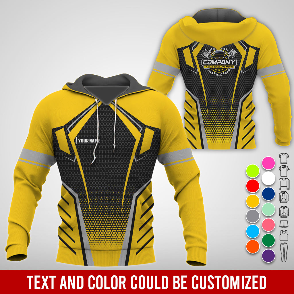 Blisscorners Custom Mechanic Work Shirt with Name, Gift for Technicians and Car Guys, Mechanic Shirt In Yellow, Sizes S to 5XL
