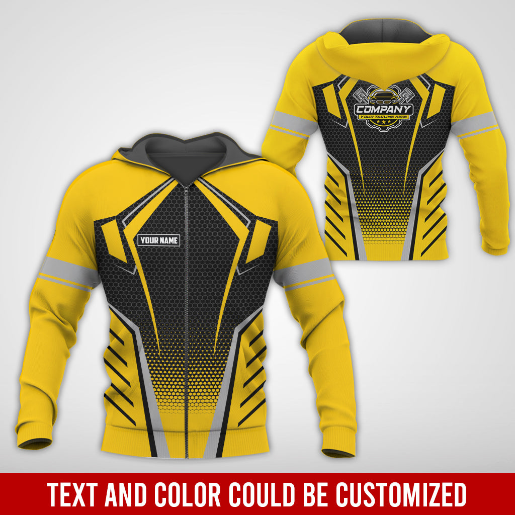 Blisscorners Custom Mechanic Work Shirt with Name, Gift for Technicians and Car Guys, Mechanic Shirt In Yellow, Sizes S to 5XL
