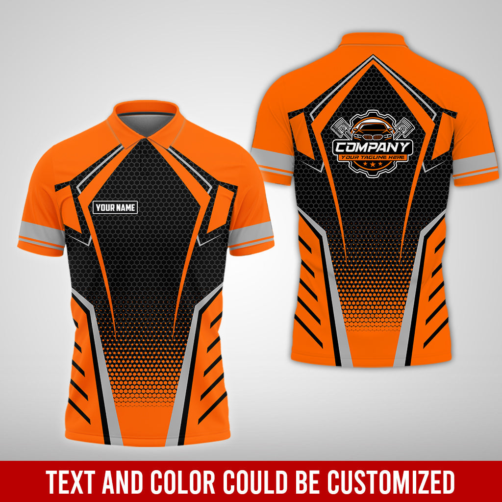 Blisscorners Custom Mechanic Work Shirt with Name, Gift for Technicians and Car Guys, Mechanic Shirt In Orange, Sizes S to 5XL