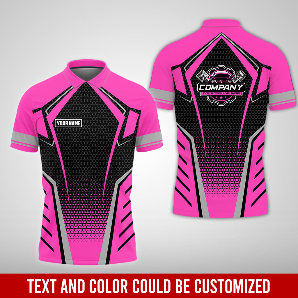 Blisscorners Custom Mechanic Work Shirt with Name, Gift for Technicians and Car Guys, Mechanic Shirt In Pink, Sizes S to 5XL