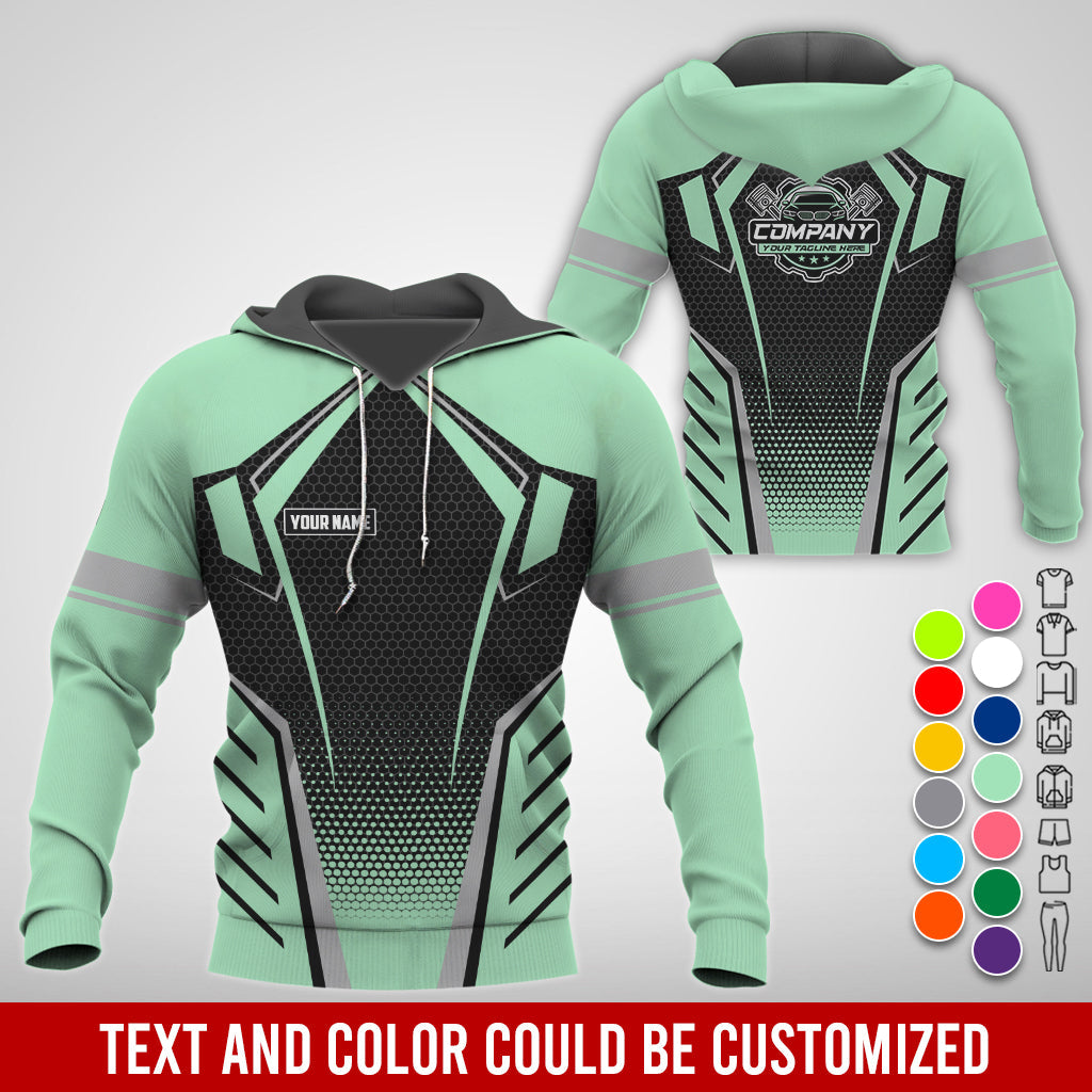 Blisscorners Custom Mechanic Work Shirt with Name, Gift for Technicians and Car Guys, Mechanic Shirt In Seafoam, Sizes S to 5XL
