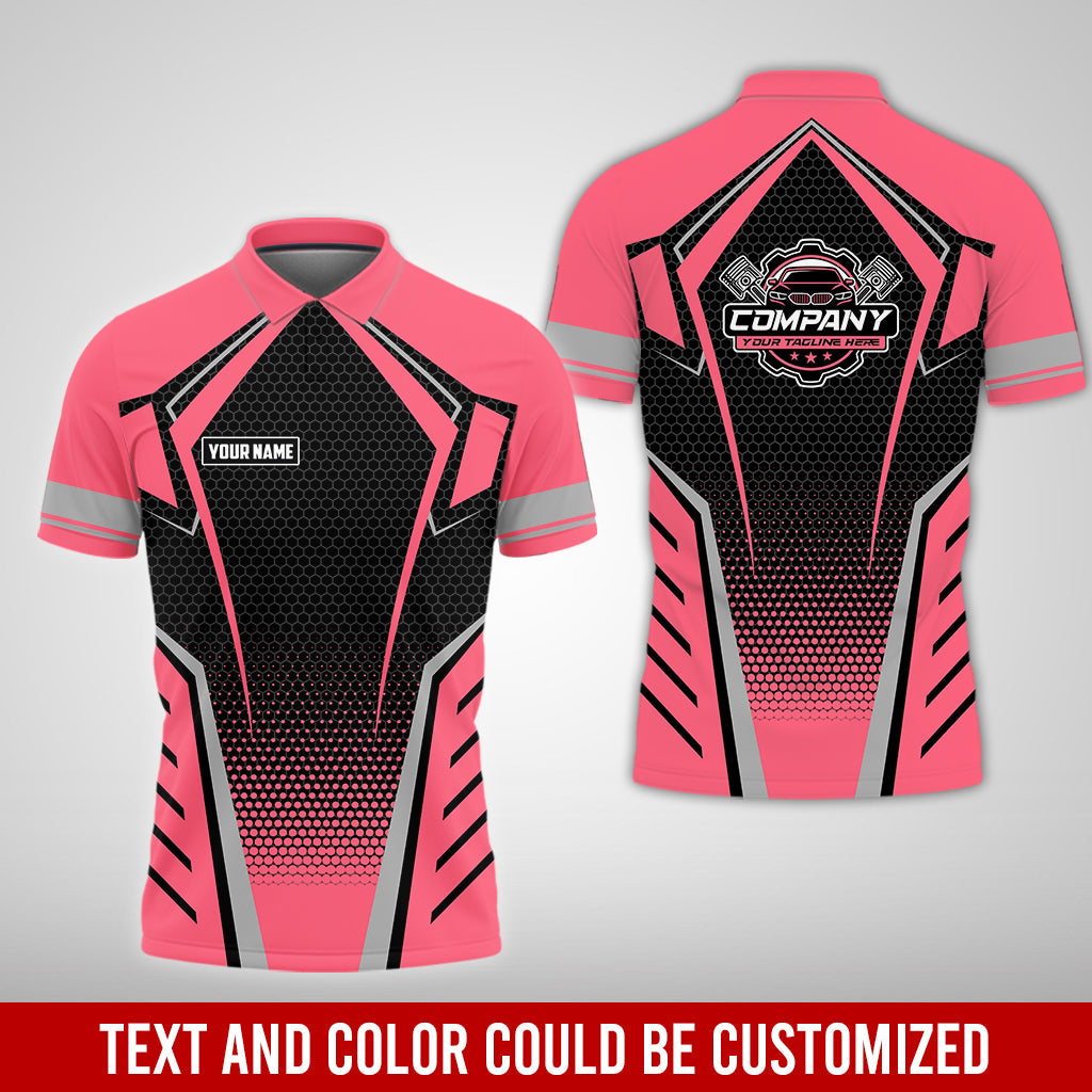 Blisscorners Custom Mechanic Work Shirt with Name, Gift for Technicians and Car Guys, Mechanic Shirt In Neon Pink, Sizes S to 5XL