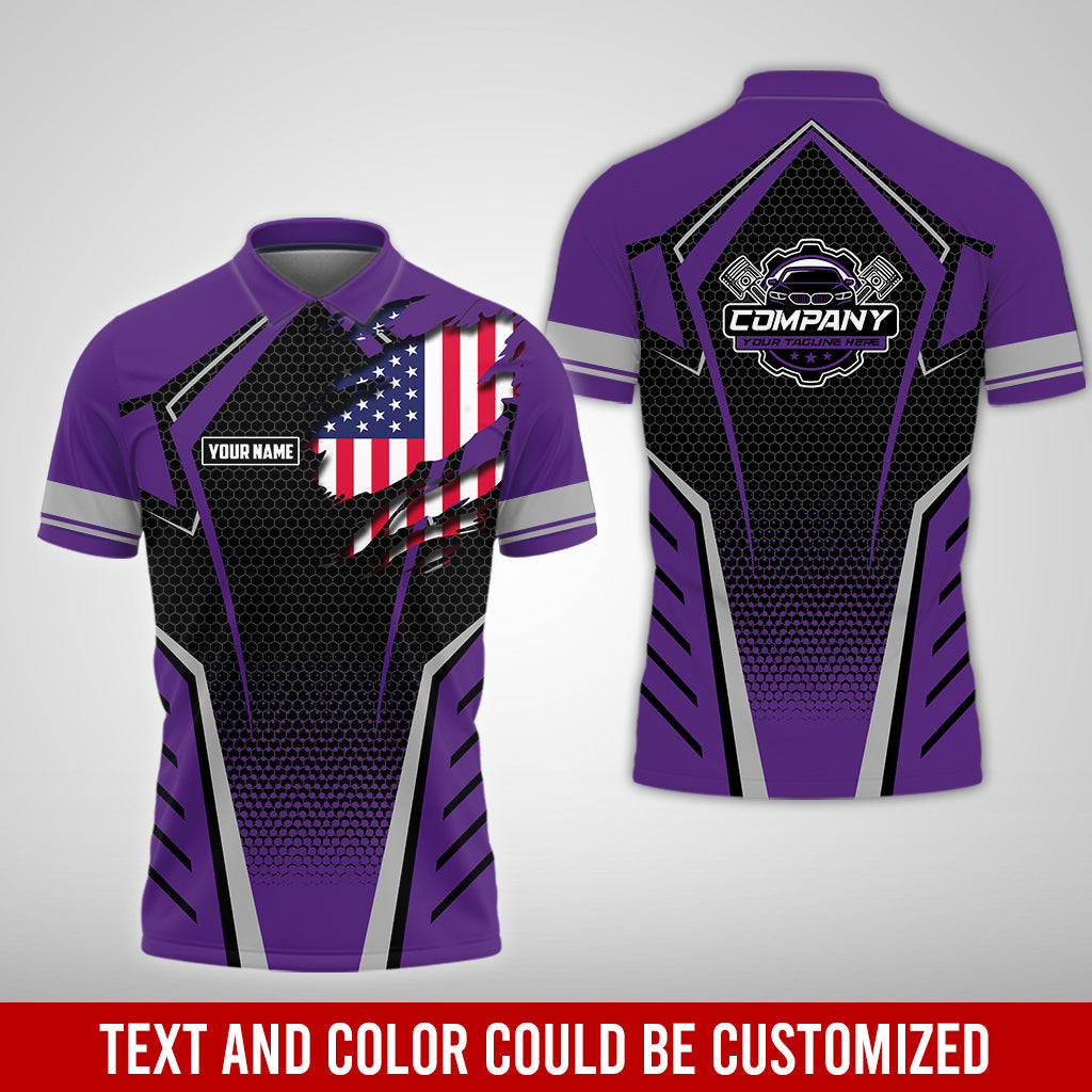 Blisscorners Custom Mechanic Shirt with Name, Purple Garage Uniform, Gift for Car Guys & Technicians, Comfortable Daily Fit, Perfect Garage Apparel