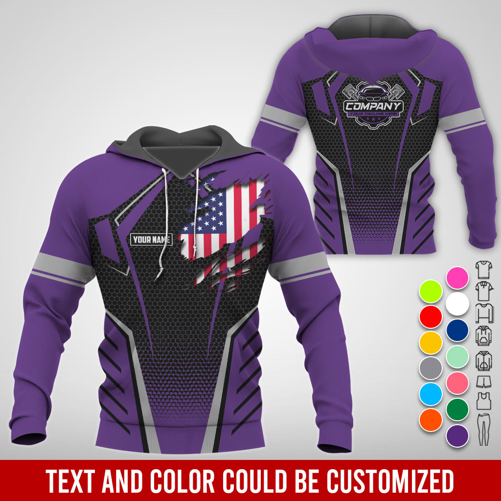Blisscorners Custom Mechanic Shirt with Name, Purple Garage Uniform, Gift for Car Guys & Technicians, Comfortable Daily Fit, Perfect Garage Apparel
